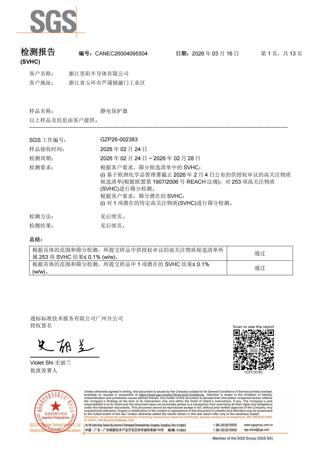 ESD（SVHC）报告